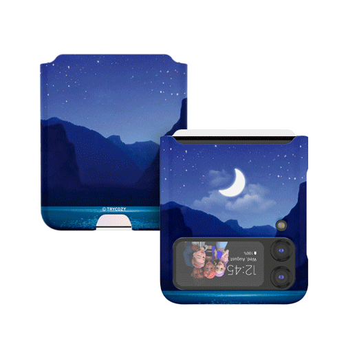 [TryCozy]트라이코지 밤하늘달 갤럭시Z플립시리즈 카드 3D곡면하드케이스